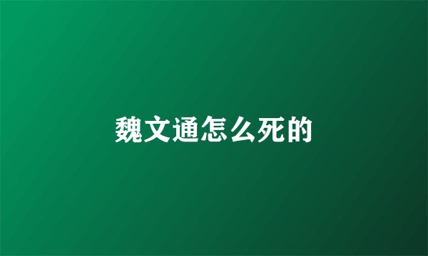 魏文通怎么死的