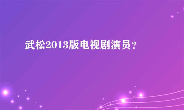 武松2013版电视剧演员？