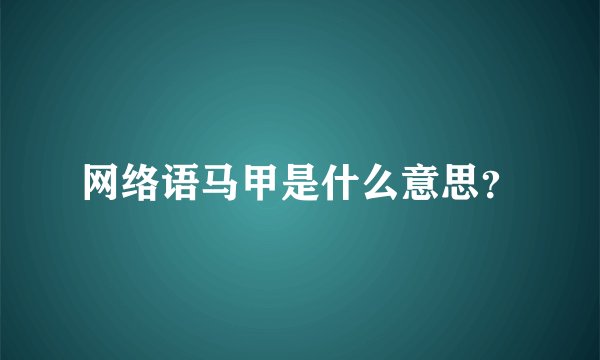 网络语马甲是什么意思？