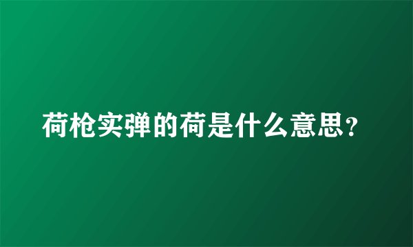 荷枪实弹的荷是什么意思？