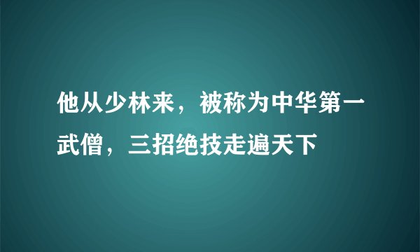 他从少林来，被称为中华第一武僧，三招绝技走遍天下