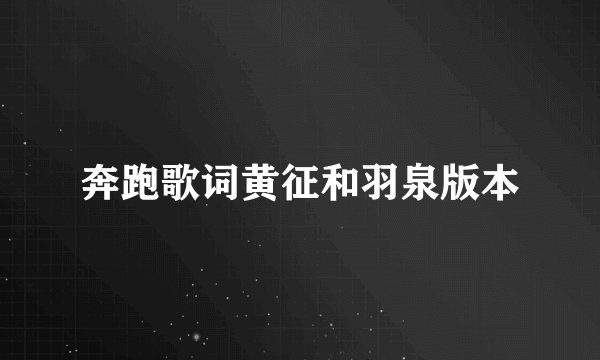 奔跑歌词黄征和羽泉版本