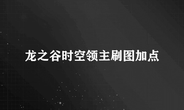 龙之谷时空领主刷图加点