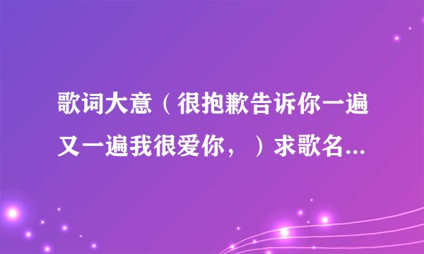 歌词大意（很抱歉告诉你一遍又一遍我很爱你，）求歌名，在线等