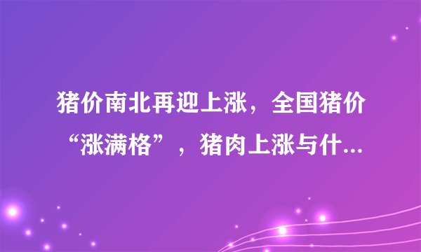猪价南北再迎上涨，全国猪价“涨满格”，猪肉上涨与什么有关？
