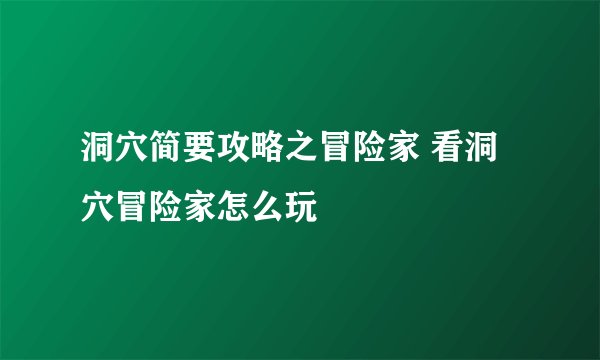 洞穴简要攻略之冒险家 看洞穴冒险家怎么玩