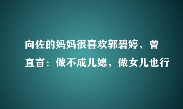 向佐的妈妈很喜欢郭碧婷，曾直言：做不成儿媳，做女儿也行