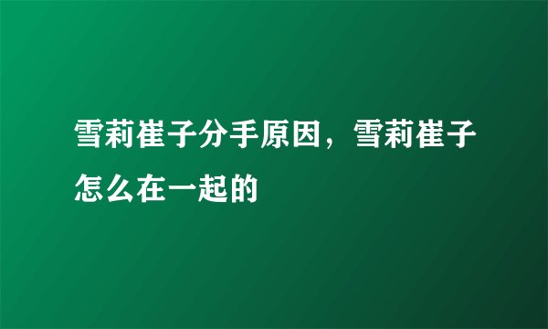 雪莉崔子分手原因，雪莉崔子怎么在一起的