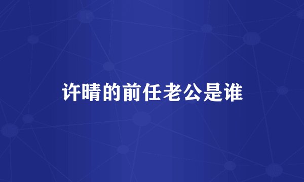 许晴的前任老公是谁