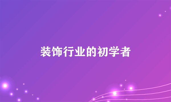 装饰行业的初学者