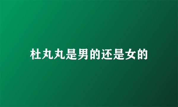 杜丸丸是男的还是女的