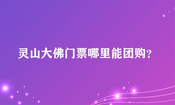 灵山大佛门票哪里能团购？