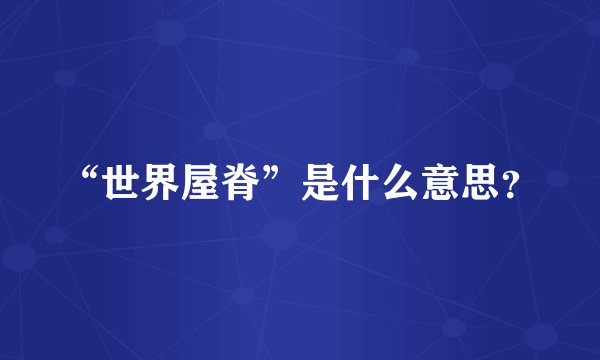 “世界屋脊”是什么意思?