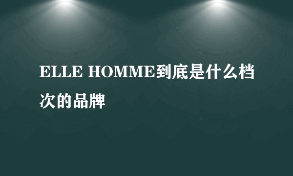 ELLE HOMME到底是什么档次的品牌