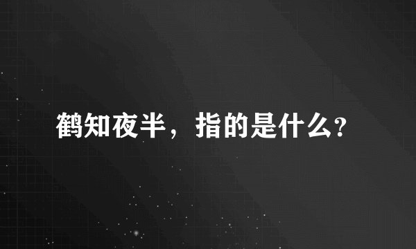 鹤知夜半，指的是什么？