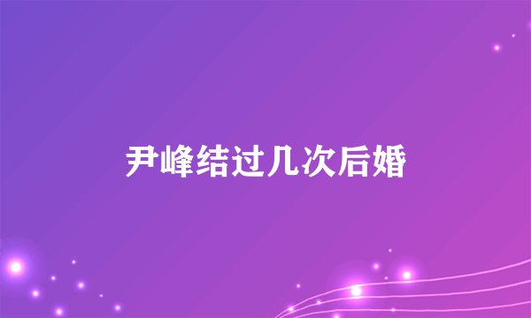 尹峰结过几次后婚