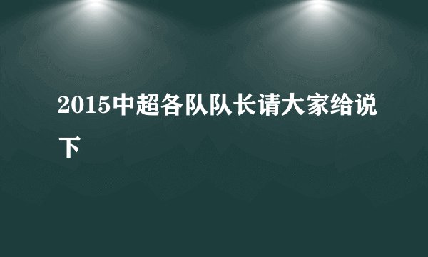 2015中超各队队长请大家给说下