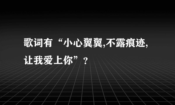歌词有“小心翼翼,不露痕迹,让我爱上你”?