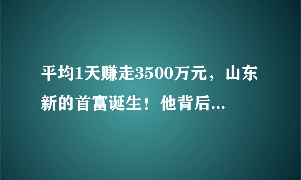 平均1天赚走3500万元,山东新的首富诞生!他背后的发电厂值千亿