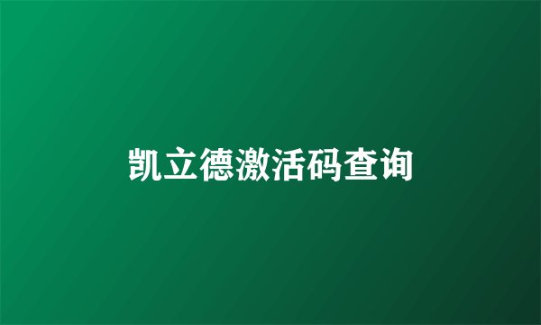 凯立德激活码查询