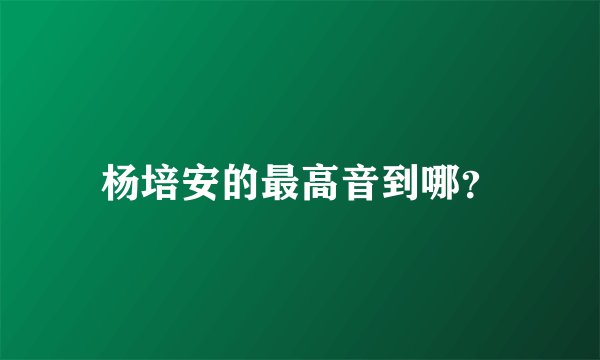 杨培安的最高音到哪？