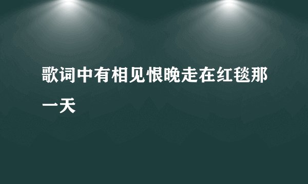 歌词中有相见恨晚走在红毯那一天