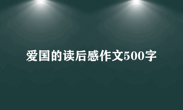 爱国的读后感作文500字