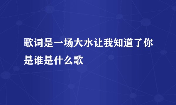 歌词是一场大水让我知道了你是谁是什么歌