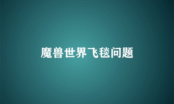 魔兽世界飞毯问题