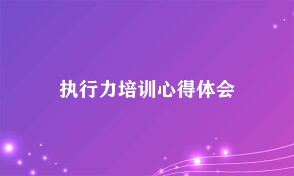 执行力培训心得体会