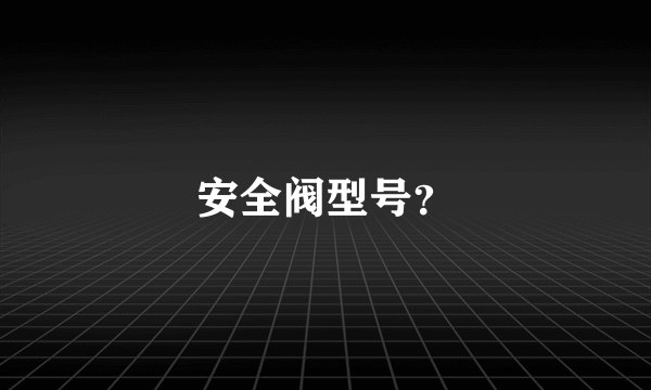 安全阀型号？