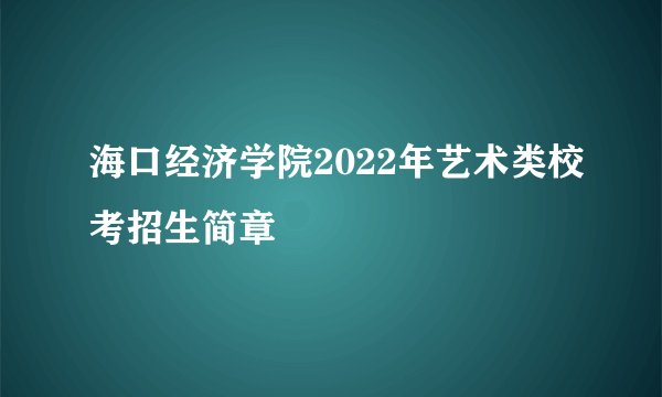 海口经济学院2022年艺术类校考招生简章