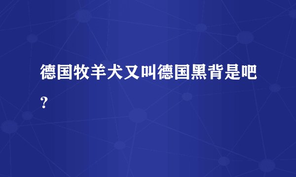 德国牧羊犬又叫德国黑背是吧？