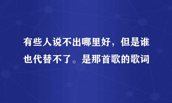 有些人说不出哪里好，但是谁也代替不了。是那首歌的歌词