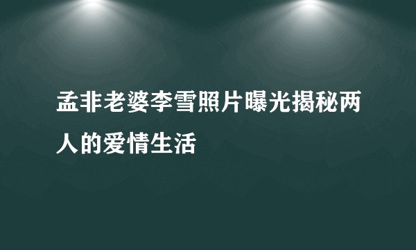 孟非老婆李雪照片曝光揭秘两人的爱情生活