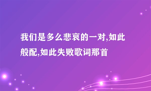 我们是多么悲哀的一对,如此般配,如此失败歌词那首
