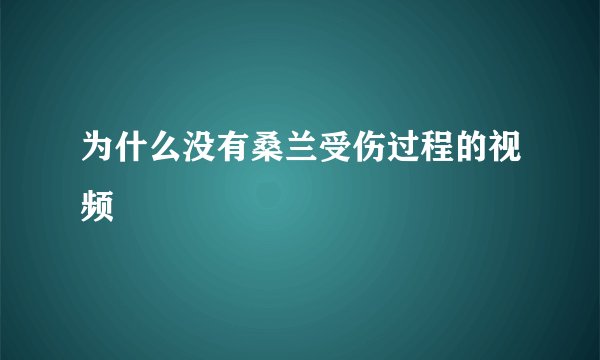 为什么没有桑兰受伤过程的视频
