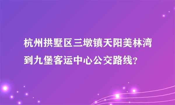 杭州拱墅区三墩镇天阳美林湾到九堡客运中心公交路线？