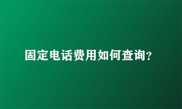 固定电话费用如何查询？