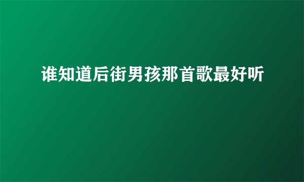 谁知道后街男孩那首歌最好听
