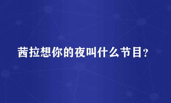 茜拉想你的夜叫什么节目？