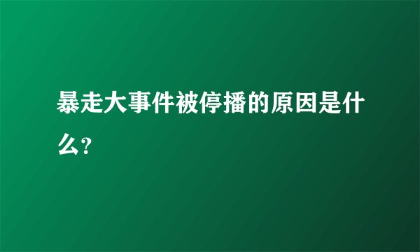 暴走大事件被停播的原因是什么？
