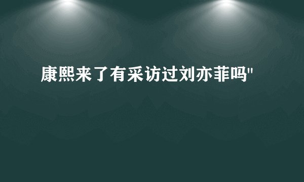 康熙来了有采访过刘亦菲吗