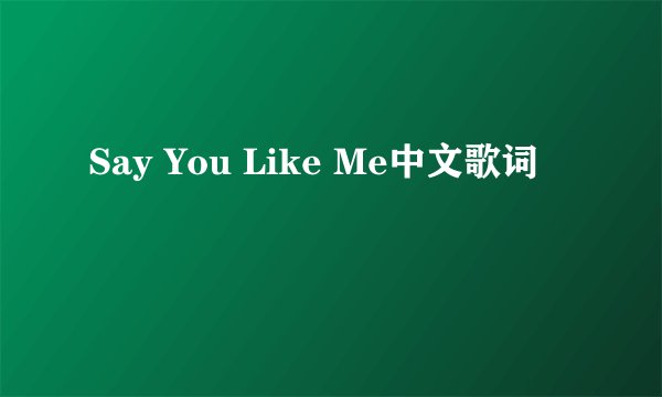 Say You Like Me中文歌词
