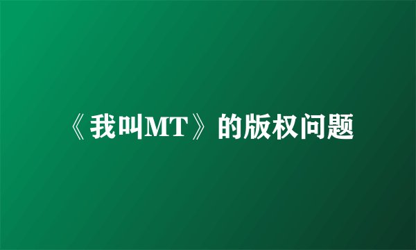 《我叫MT》的版权问题