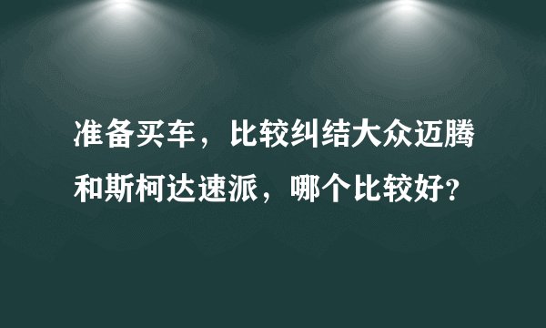 准备买车，比较纠结大众迈腾和斯柯达速派，哪个比较好？
