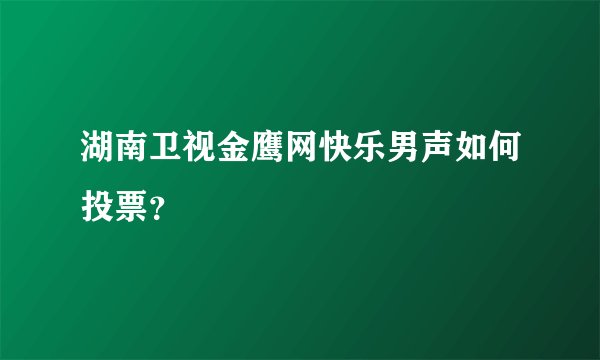 湖南卫视金鹰网快乐男声如何投票？