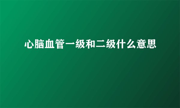 心脑血管一级和二级什么意思