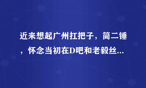 近来想起广州扛把子，简二锤，怀念当初在D吧和老毅丝写内涵造天亮的日子，现在这些帖子都和谐啦，谁还有