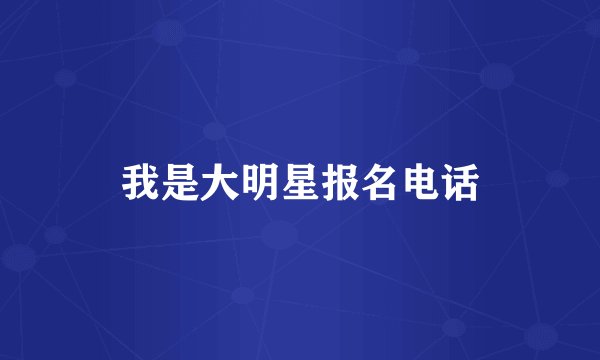 我是大明星报名电话